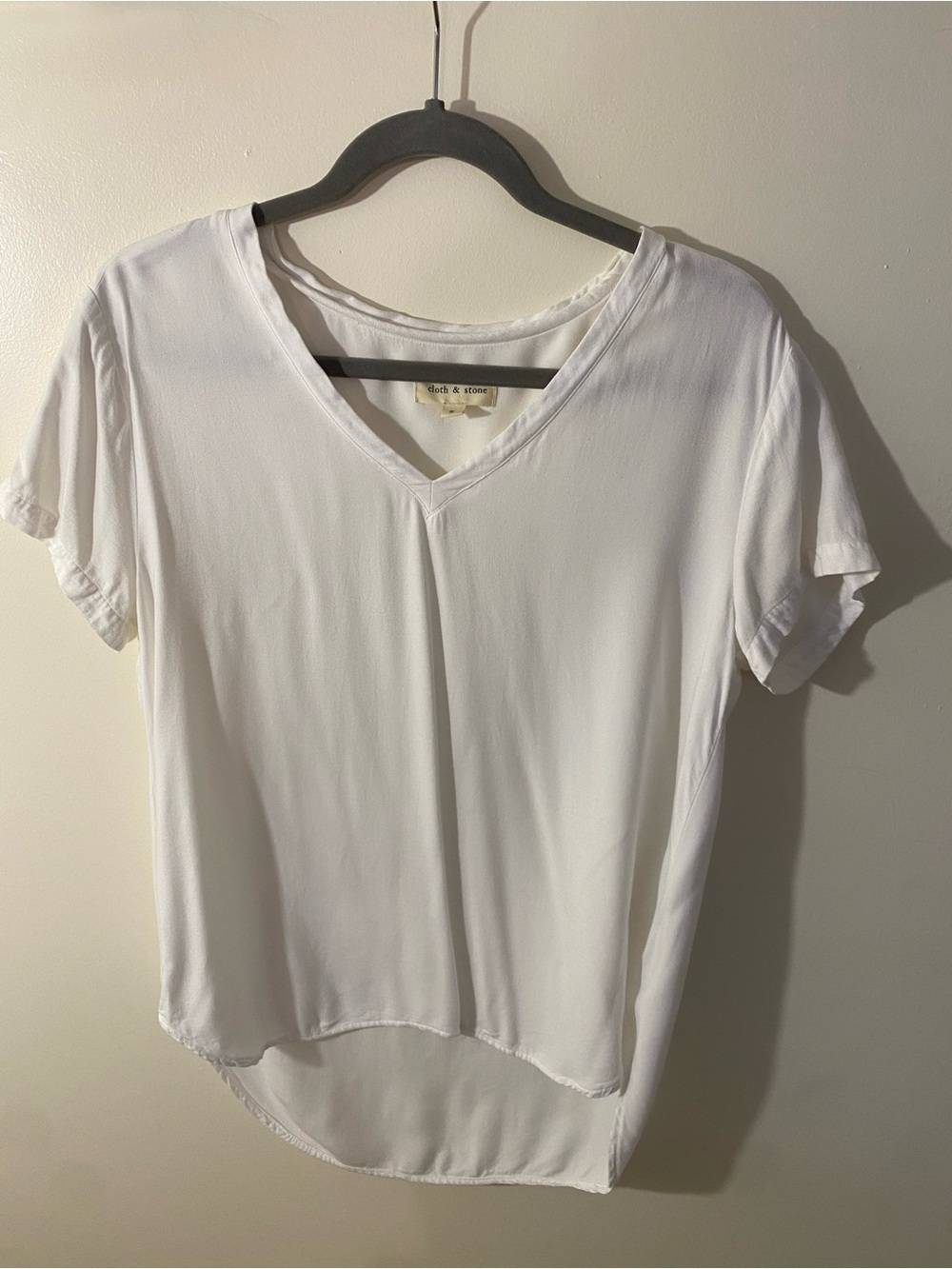 White V-Neck Short Sleeve Top